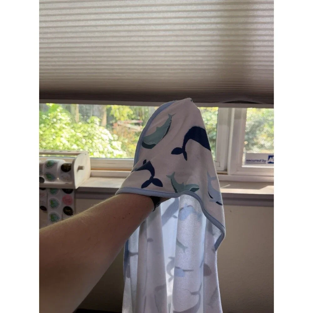 Cloud Island Hooded Towel Blue Whales